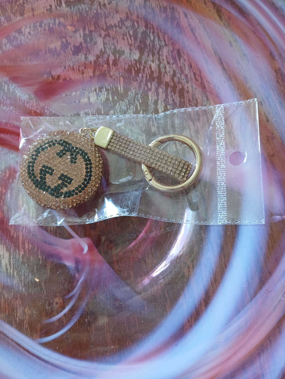 Rose Gold Crystal-Embellished Bag Charm/Keychain